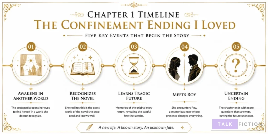 Timeline of major events in The Confinement Ending I Loved Chapter 1