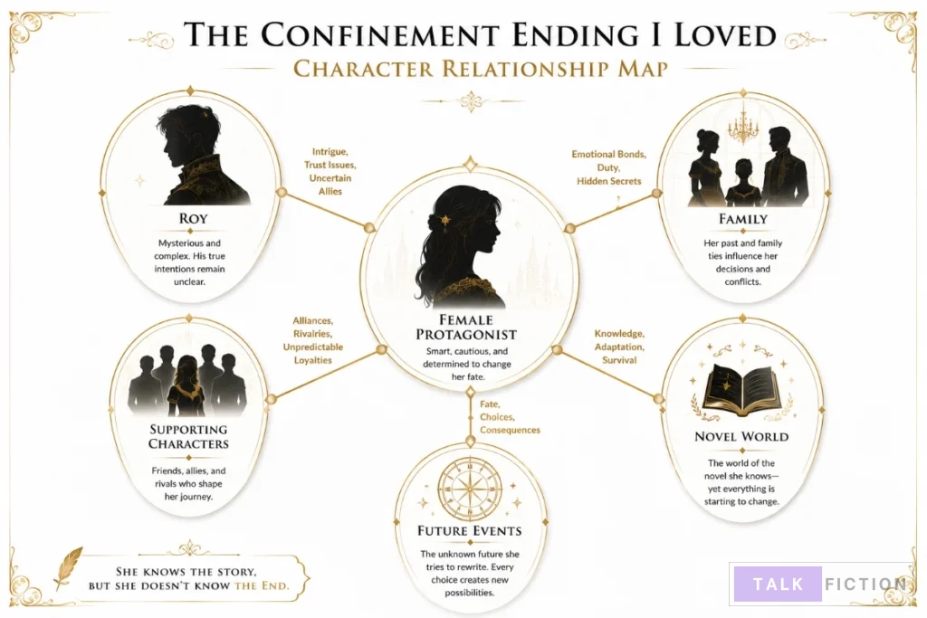 Main character relationship map in The Confinement Ending I Loved