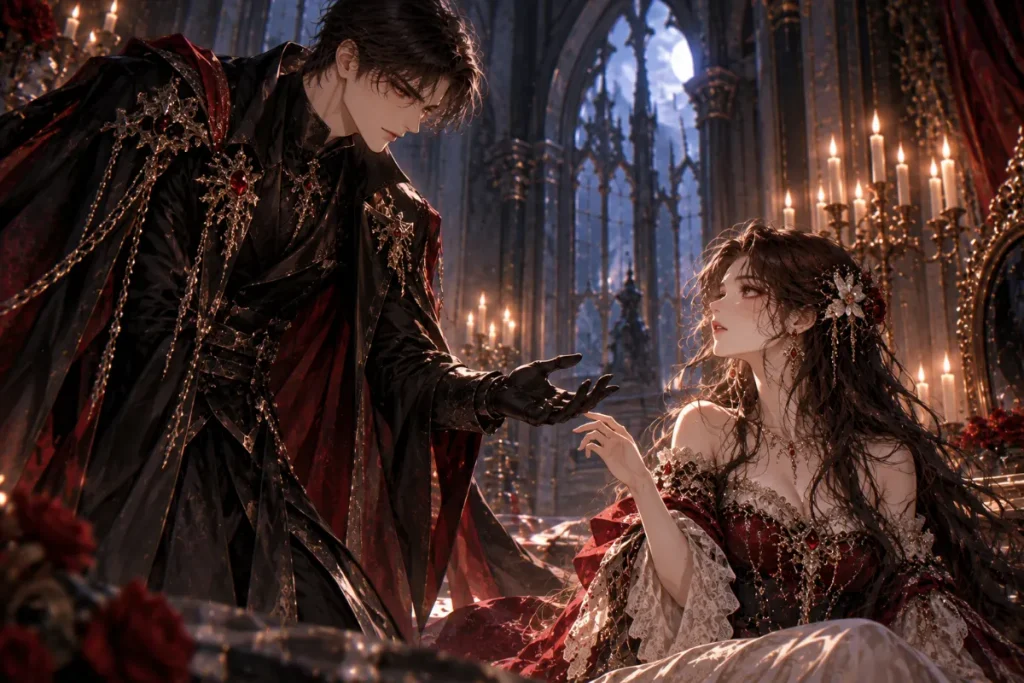 Diabel offering Ayana a mysterious bargain in The Devil Raises a Lady