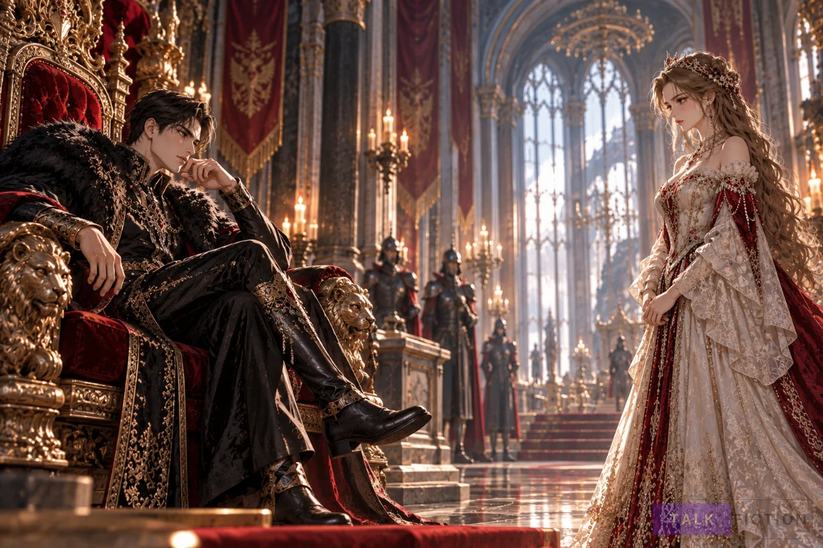 Fantasy illustration symbolizing the reversal of power between the king and princess