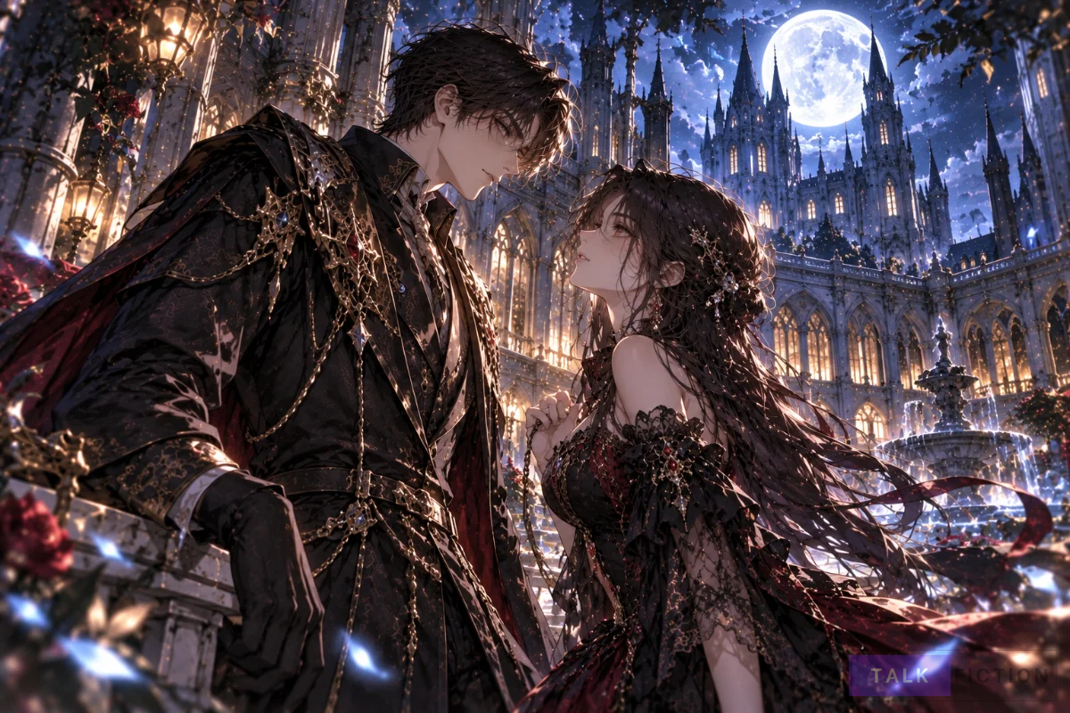 Original fantasy webtoon-inspired artwork illustrating a dramatic academy encounter