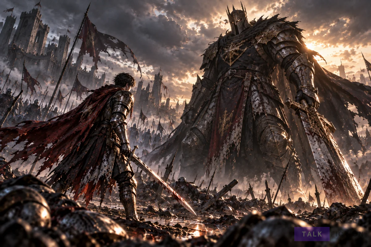 Enkrid facing a powerful opponent in Eternally Regressing Knight