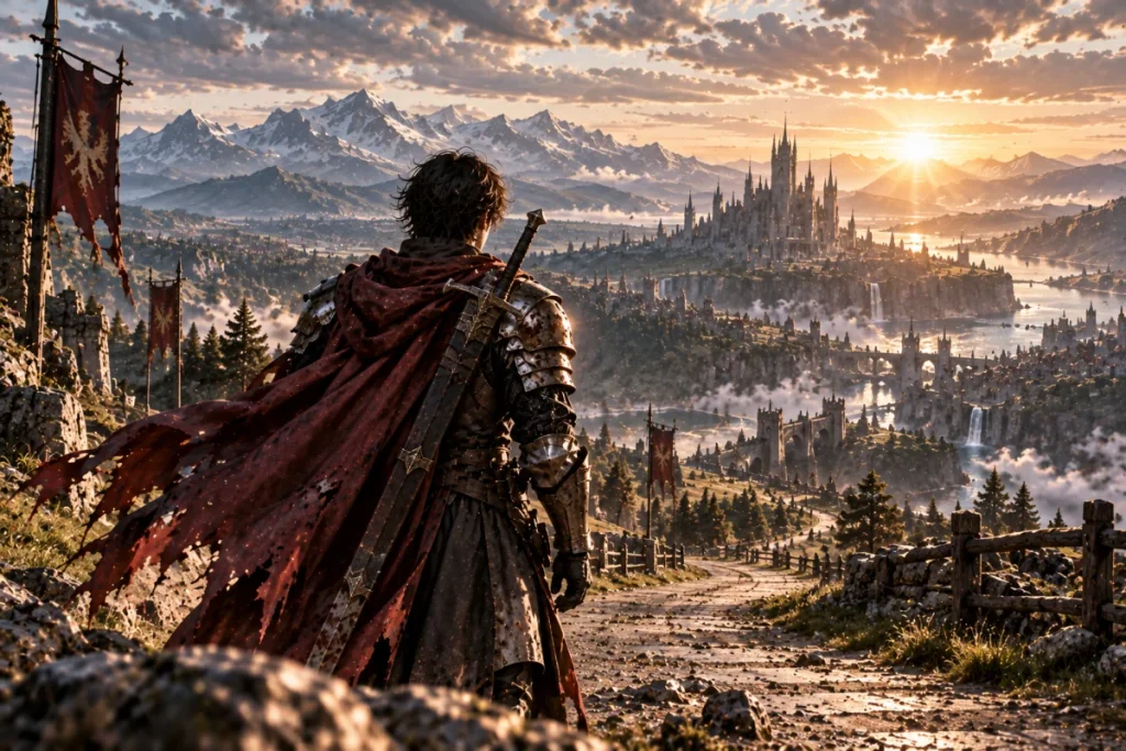 Enkrid looking toward the future in Eternally Regressing Knight