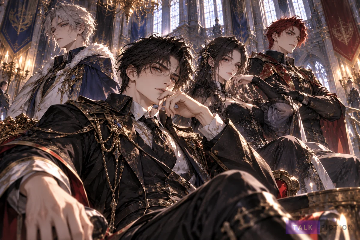 Original fantasy manhwa-style artwork representing the main character ensemble