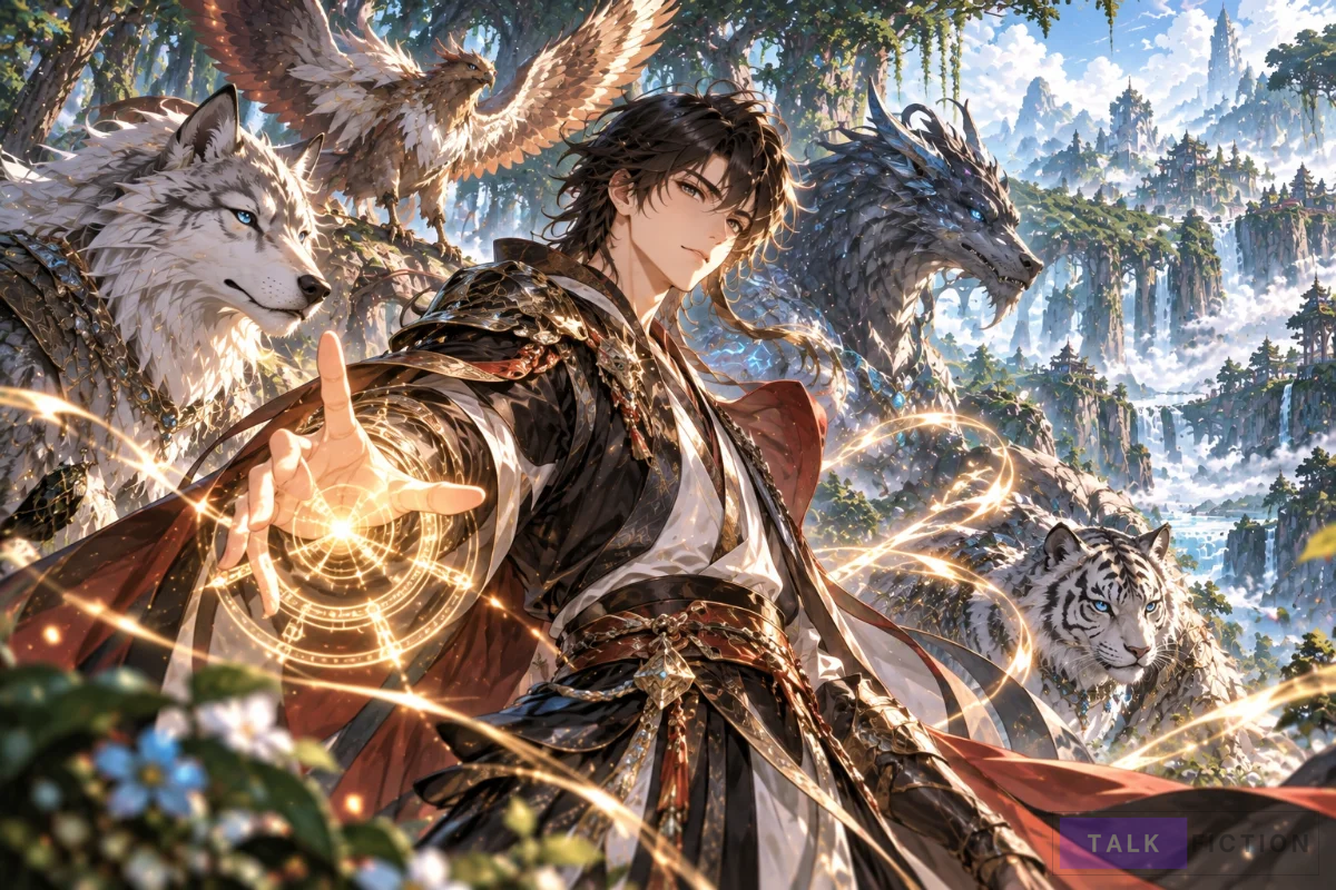 Original fantasy character illustration representing a young beastmaster protagonist.