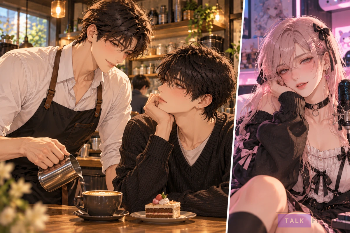 Manga-inspired portraits representing Shun, Mao Nakadai and streamer MAO