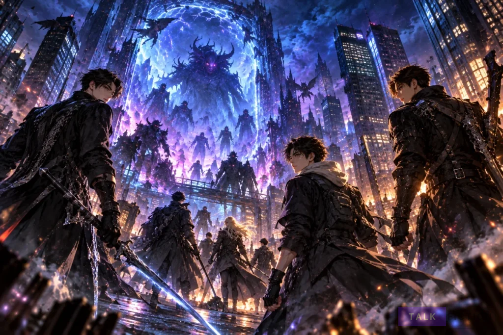Modern fantasy world with supernatural gates and monsters