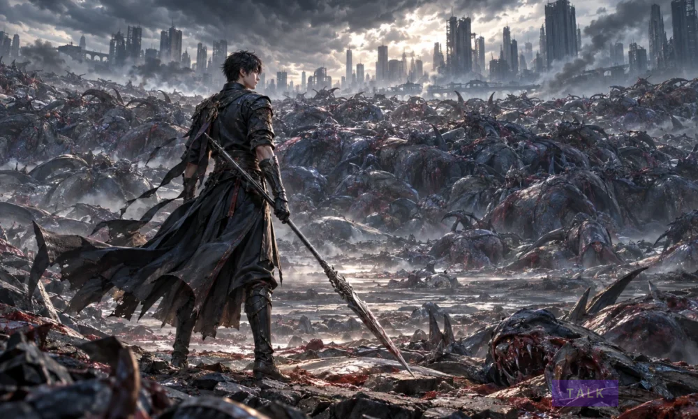 Lu Sheng stands before a massive wall of alien-beast corpses in Chapter 265