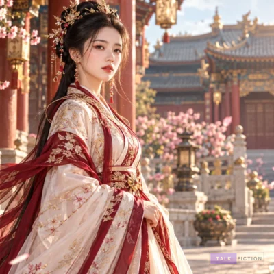 Princess Wei Yang standing in an ancient Chinese palace courtyard