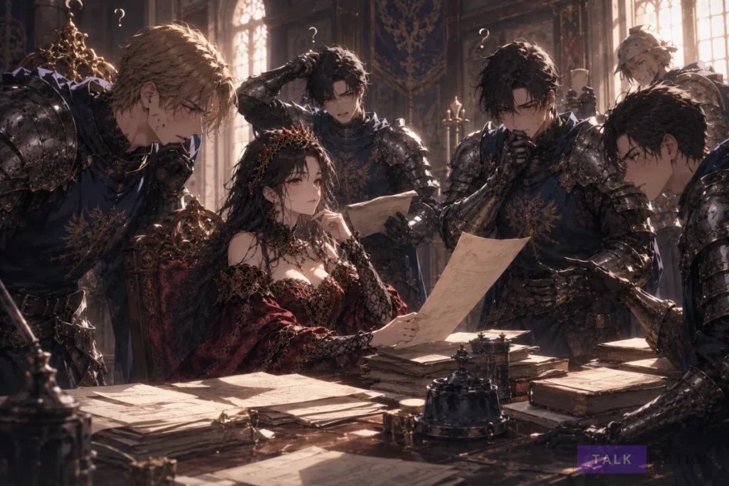 Cassia Astrid managing the knight order in The Villainous Princess Saves The Doomed Knights