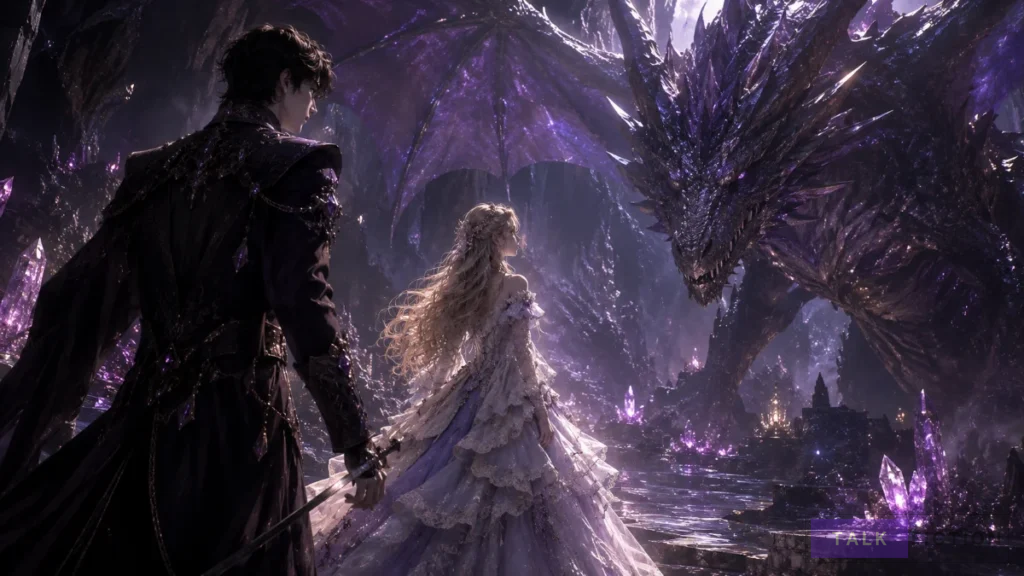Macaron encounters a dragon and a mysterious young man in a fantasy cave