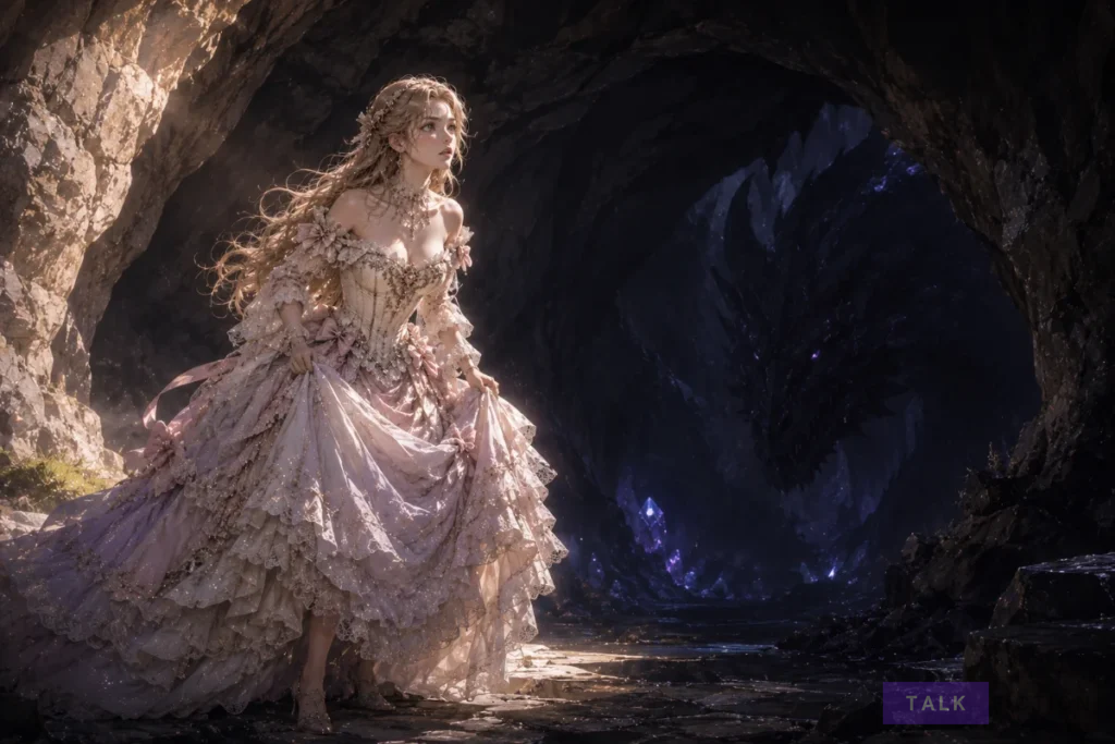 Macaron arriving at a dragon's cave instead of the Spring Ball