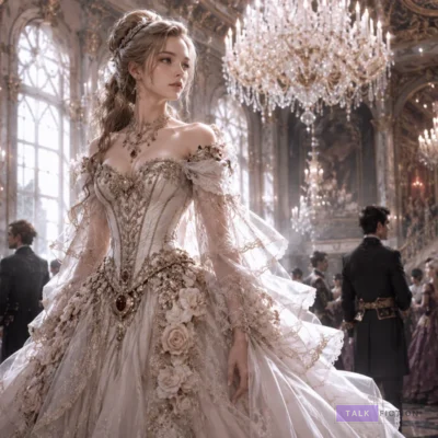 The Strong Lady Wishes to Become Delicate noblewoman in an elegant fantasy ballroom