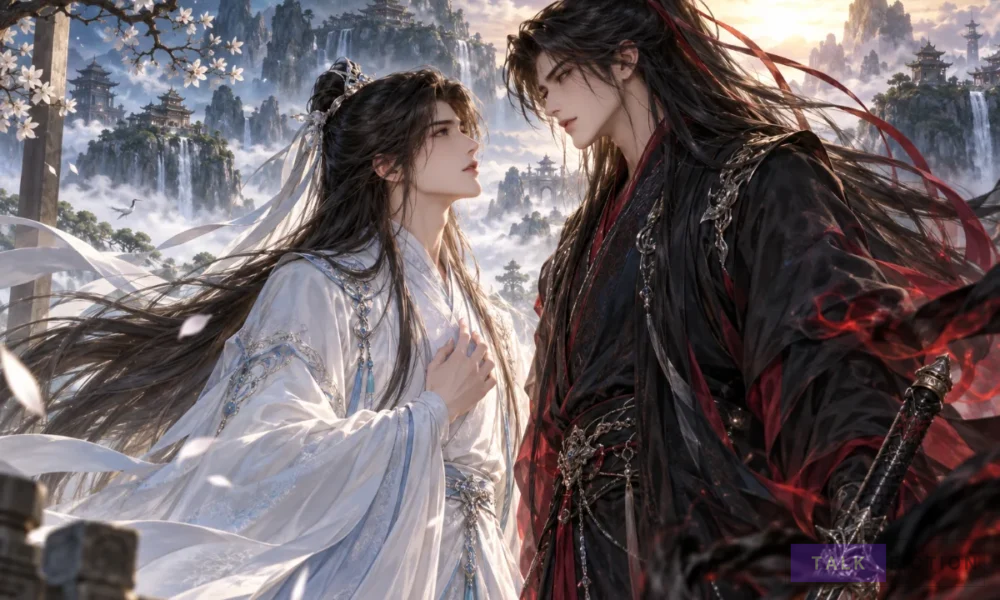 Love the Villain novel guide featuring Liu Mufeng and Jiang Xu in a xianxia fantasy setting