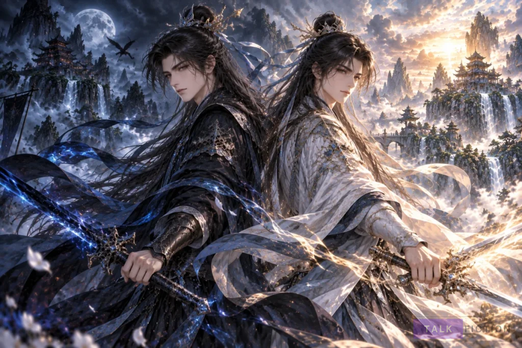 Liu Mufeng and Jiang Xu together in an epic Love the Villain fantasy scene