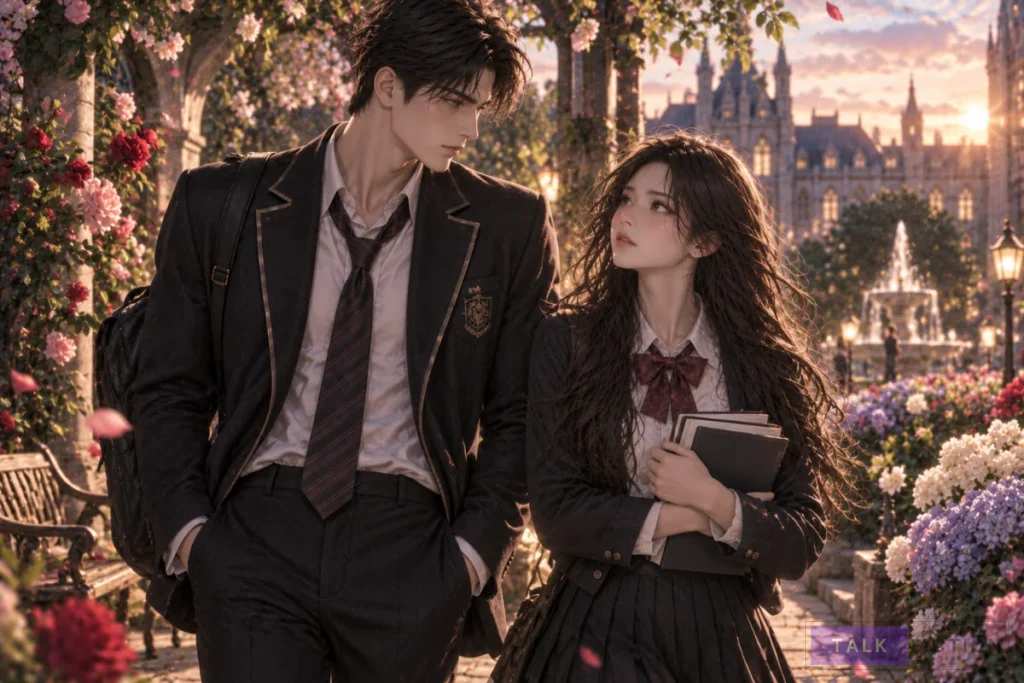 Sia and Jihoon walking together in an emotional romantic scene