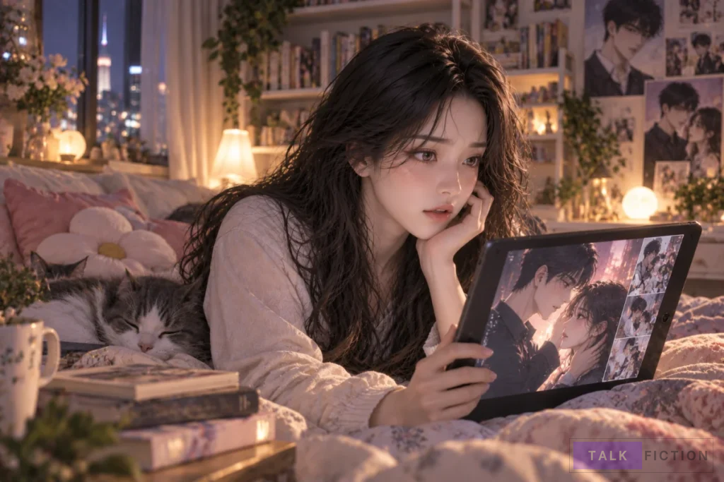 Reader enjoying With the Alpha Childhood Friend I Despise on a tablet
