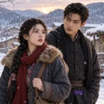 Yan Xue and Qi Fang in a snowy village in After Accidentally Marrying the Big Shot