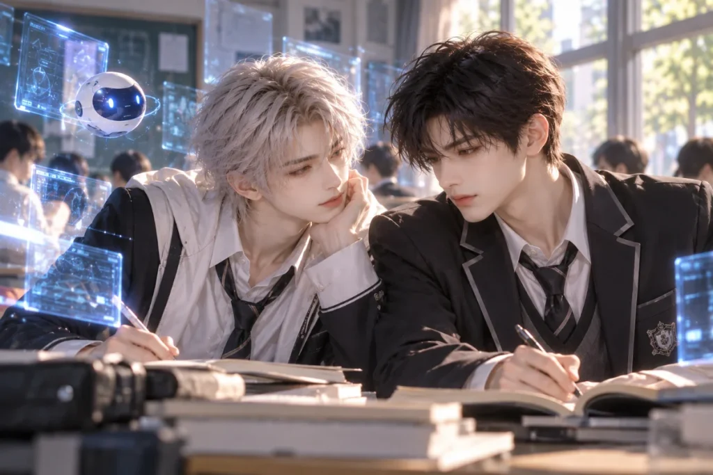 Ji Tong and Pei Qingyuan in the school-life setting